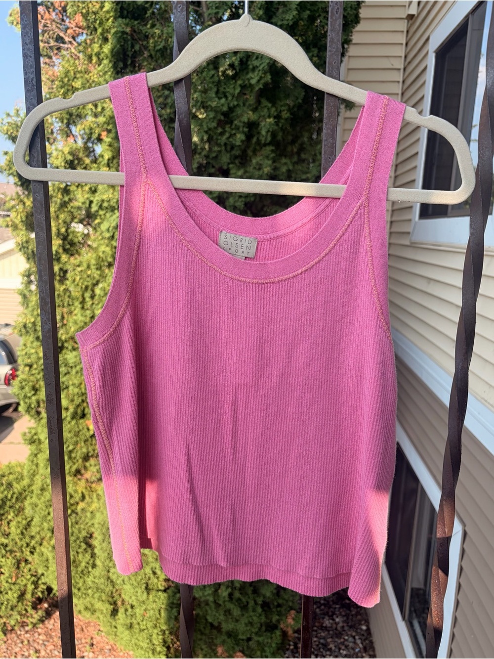 Sigrid Olsen Pink Ribbed Tank Petite L